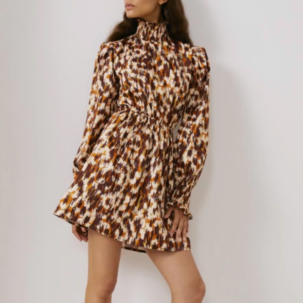 CHARLOTTE - Printed High Neck Mini Dress